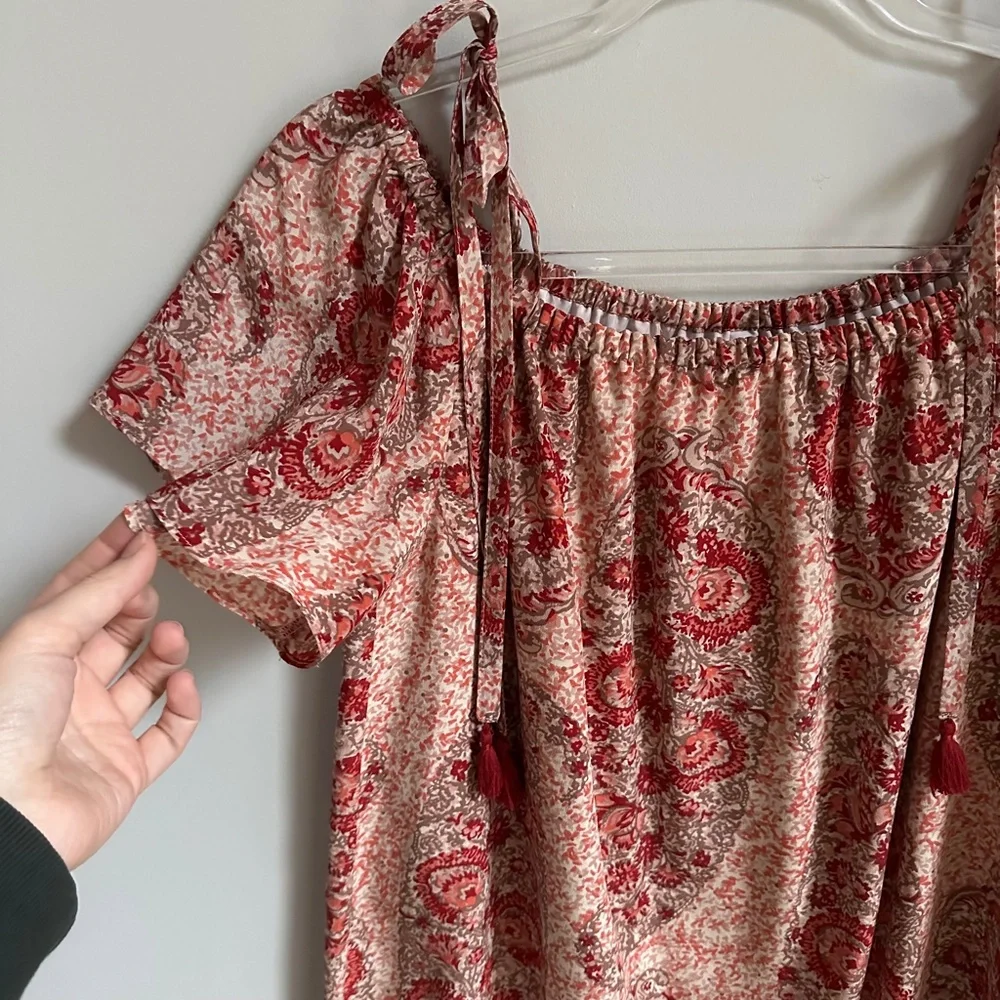 Madewell Silk Cold Shoulder Dress in Watercolor Paisley